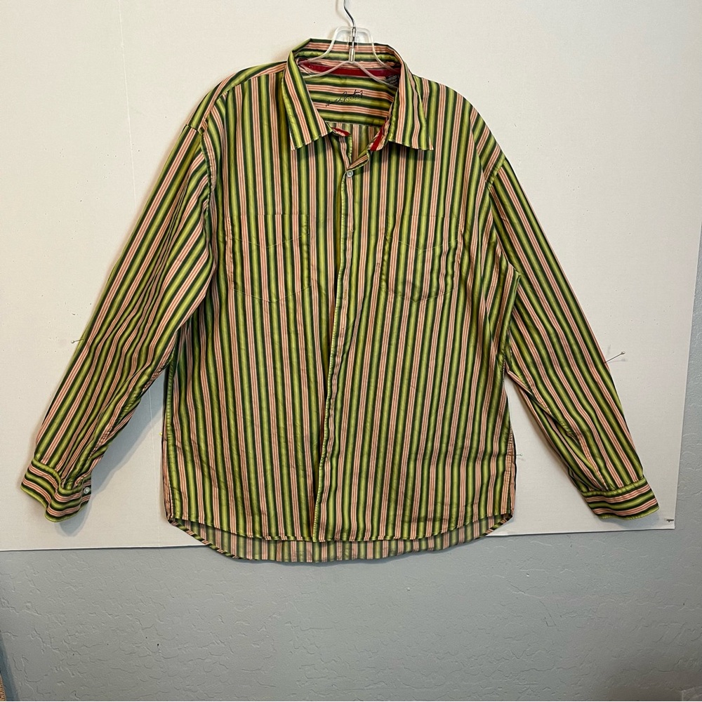 Arnold Zimbuy extra large, striped long sleeve button down shirt, 100%cotton.
